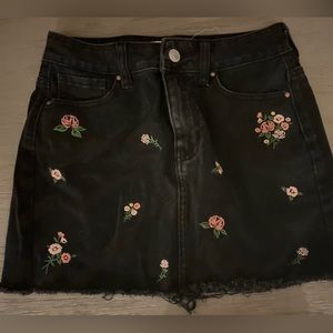 Pacsun mini jean skirt with flower embroidery